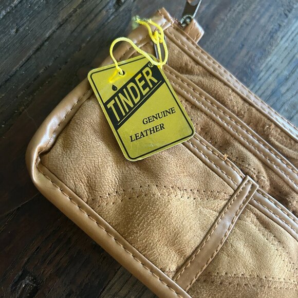 Vintage Tinder Brown Leather Crossbody Wallet Bag | Genuine Leather | NWT 8.5" W - Picture 2 of 12